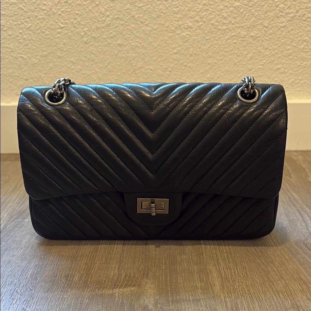 Black Chevron Flap Bag